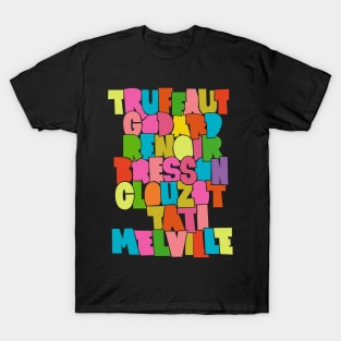 French Cult Movie Directors Typo Design T-Shirt